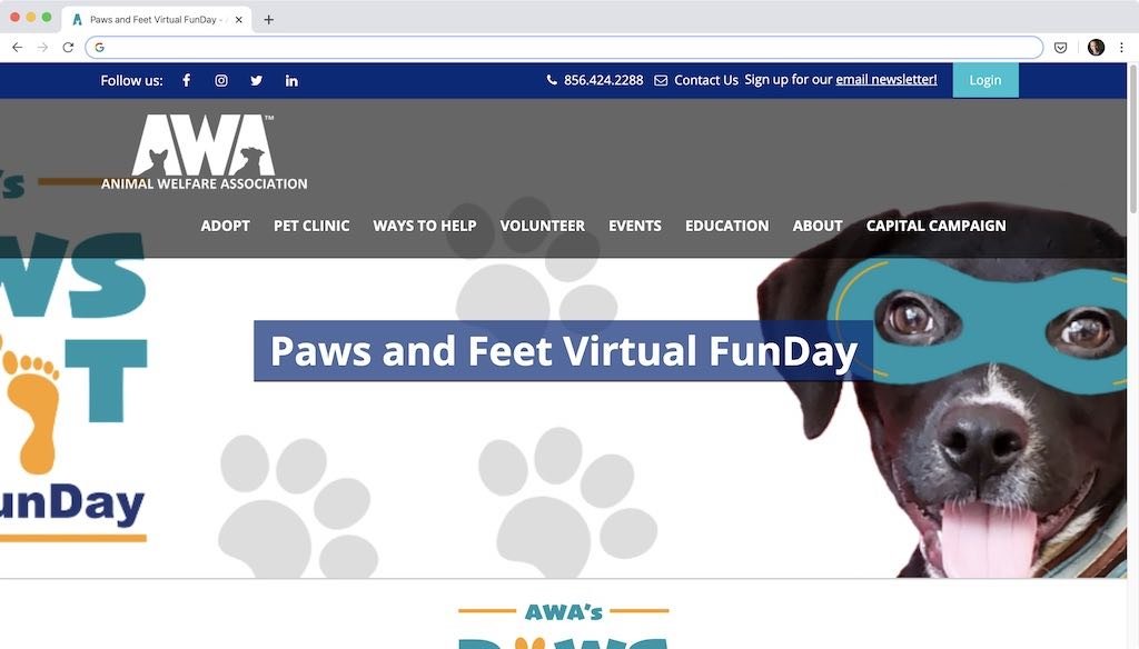 AWA NJ Virtual FunDay Landing Page
